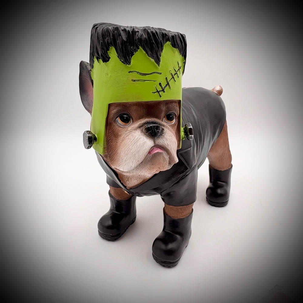 Bulldog Frankenstein Statue HALLOWEEN Decor Dog Figurine Spooky Cute